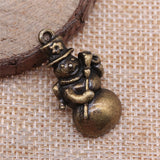 WYSIWYG 10pcs 29x15mm Christmas Snowman Charms Pendants For Jewelry Making 2 Colors Antique Silver Plated Antique Bronze Plated