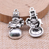 WYSIWYG 10pcs 29x15mm Christmas Snowman Charms Pendants For Jewelry Making 2 Colors Antique Silver Plated Antique Bronze Plated