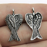 WYSIWYG 10pcs 29x16mm Double Angel Wings Charms For Jewelry Making 2 Colors Antique Silver Plated Antique Bronze Plated