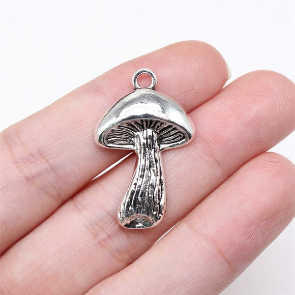 WYSIWYG 10pcs 29x18mm Antique Silver Color Mushroom Charms For Jewelry Making