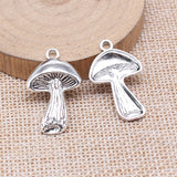 WYSIWYG 10pcs 29x18mm Antique Silver Color Mushroom Charms For Jewelry Making