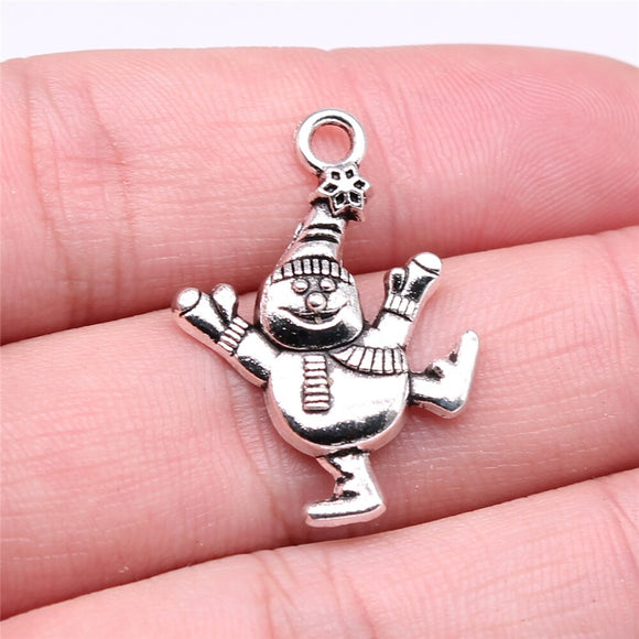 WYSIWYG 10pcs 29x20mm Snowman Charms DIY Jewelry Findings Antique Silver Color Antique Bronze Color For Jewelry Making