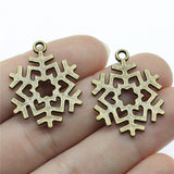 WYSIWYG 10pcs 29x22mm Snowflake Charms Pendants For Jewelry Making 2 Colors Antique Silver Plated Antique Bronze Plated