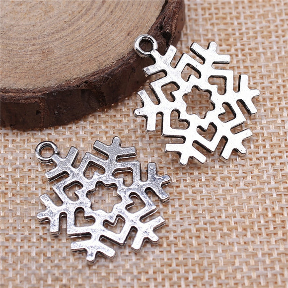 WYSIWYG 10pcs 29x22mm Snowflake Charms Pendants For Jewelry Making 2 Colors Antique Silver Plated Antique Bronze Plated