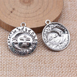 WYSIWYG 10pcs 29x25mm Antique Bronze Color Antique Silver Color Face Sun Moon Charms For Jewelry Making
