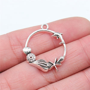 10pcs 29x25mm Sea Animal Shell Conch Starfish Dolphin Charms Antique Silver Color For Jewelry Making Jewelry Findings ef4404