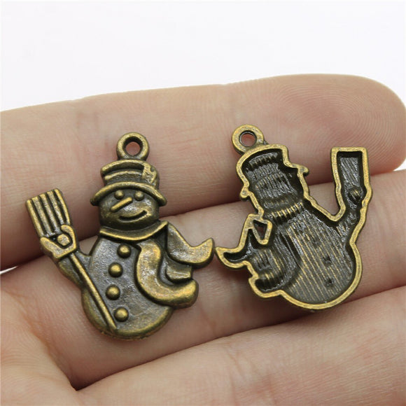 WYSIWYG 10pcs 29x25mm Snowman Charms For Jewelry Making Vintage Antique Bronze Color Jewelry Findings