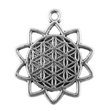 WYSIWYG 10pcs 29x25mm The Flower Of Life The Seed Of Life Charms For Jewelry Making Antique Silver Color Charms