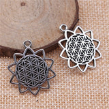 WYSIWYG 10pcs 29x25mm The Flower Of Life The Seed Of Life Charms For Jewelry Making Antique Silver Color Charms