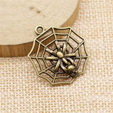 WYSIWYG 10pcs 29x26mm Skull Spider Spider Web Charms For Jewelry Making 2 Colors Antique Silver Plated Antique Bronze Plated