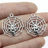 WYSIWYG 10pcs 29x26mm Skull Spider Spider Web Charms For Jewelry Making 2 Colors Antique Silver Plated Antique Bronze Plated