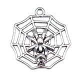 WYSIWYG 10pcs 29x26mm Skull Spider Spider Web Charms For Jewelry Making 2 Colors Antique Silver Plated Antique Bronze Plated