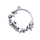 WYSIWYG 10pcs 29x30mm Antique Silver Color Seashell Conch Starfish Seahorse Circle Charms Pendant For DIY Jewelry Making