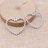 WYSIWYG 10pcs 29x33mm Antique Silver Color Openwork Wave Pattern Heart Charms For Jewelry Making