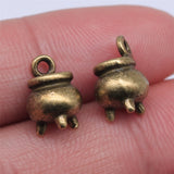 10pcs 3 Colors Halloween Witch Cauldron Cooking Pot Censer Charm Metal Charms For Jewelry Making 9x12mm