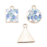 WYSIWYG 10pcs 3 Styles KC Gold Color Enamel Geometric Round Charms Pendant For DIY Jewelry Making Handmade Jewelry Findings