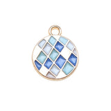 WYSIWYG 10pcs 3 Styles KC Gold Color Enamel Geometric Round Charms Pendant For DIY Jewelry Making Handmade Jewelry Findings
