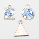 WYSIWYG 10pcs 3 Styles KC Gold Color Enamel Geometric Round Charms Pendant For DIY Jewelry Making Handmade Jewelry Findings