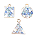 WYSIWYG 10pcs 3 Styles KC Gold Color Enamel Geometric Round Charms Pendant For DIY Jewelry Making Handmade Jewelry Findings