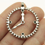 WYSIWYG 10pcs 30mm Clock Charm Pendants For Jewelry Making Antique Silver Color Clock Pendants Charm Clock