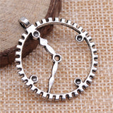WYSIWYG 10pcs 30mm Clock Charm Pendants For Jewelry Making Antique Silver Color Clock Pendants Charm Clock