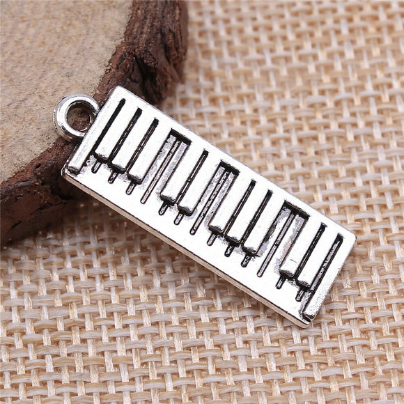 WYSIWYG 10pcs 30x10mm Piano Keyboard Charms Antique Silver Color Pendant Charms Jewelry Findings For Jewelry Making