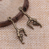 WYSIWYG 10pcs 30x11mm Gymnastics Charms Pendants For Jewelry Making Antique Silver Plated Antique Bronze Color Jewelry Findings
