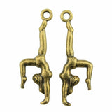 WYSIWYG 10pcs 30x11mm Gymnastics Charms Pendants For Jewelry Making Antique Silver Plated Antique Bronze Color Jewelry Findings