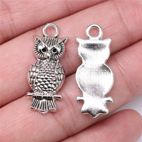WYSIWYG 10pcs 30x12mm Owl Charms For Jewelry Making Antique Silver Plated Antique Bronze Color Jewelry Findings