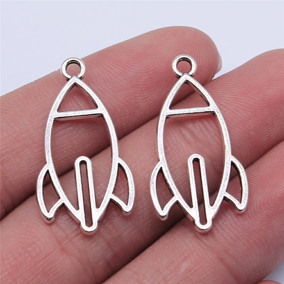 WYSIWYG 10pcs 30x16mm Antique Silver Color Rocket Charms Pendant For Jewelry Making DIY Jewelry Findings