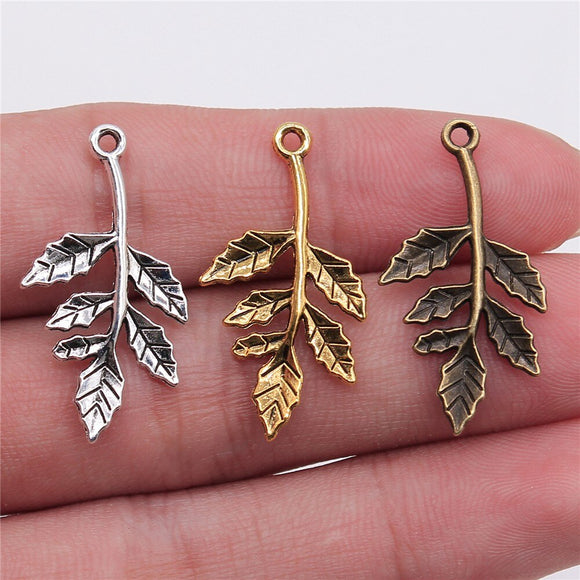 WYSIWYG 10pcs 30x16mm Branch Leaf Pendant Branch Charm Branch Pendant Vintage DIY Accessories For Jewelry Making