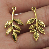 WYSIWYG 10pcs 30x16mm Branch Leaf Pendant Branch Charm Branch Pendant Vintage DIY Accessories For Jewelry Making