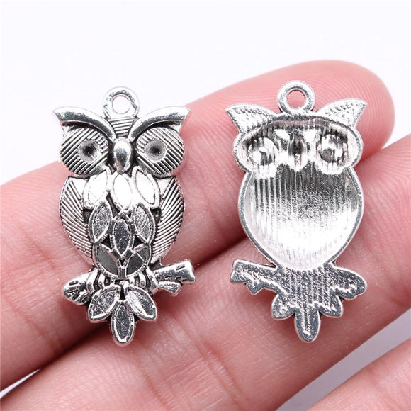 WYSIWYG 10pcs 30x16mm Owl Charms For Jewelry Making Antique Silver Plated Antique Bronze Color Jewelry Findings