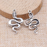 WYSIWYG 10pcs 30x18mm Antique Silver Color Snake Charms For Jewelry Making