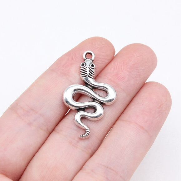 WYSIWYG 10pcs 30x18mm Antique Silver Color Snake Charms For Jewelry Making