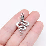 WYSIWYG 10pcs 30x18mm Antique Silver Color Snake Charms For Jewelry Making