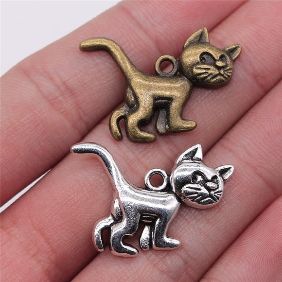WYSIWYG 10pcs 30x22mm Pendant Cat Despise Cat Charm Pendants For Jewelry Making Antique Silver Color Cat Pendants