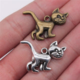 WYSIWYG 10pcs 30x22mm Pendant Cat Despise Cat Charm Pendants For Jewelry Making Antique Silver Color Cat Pendants