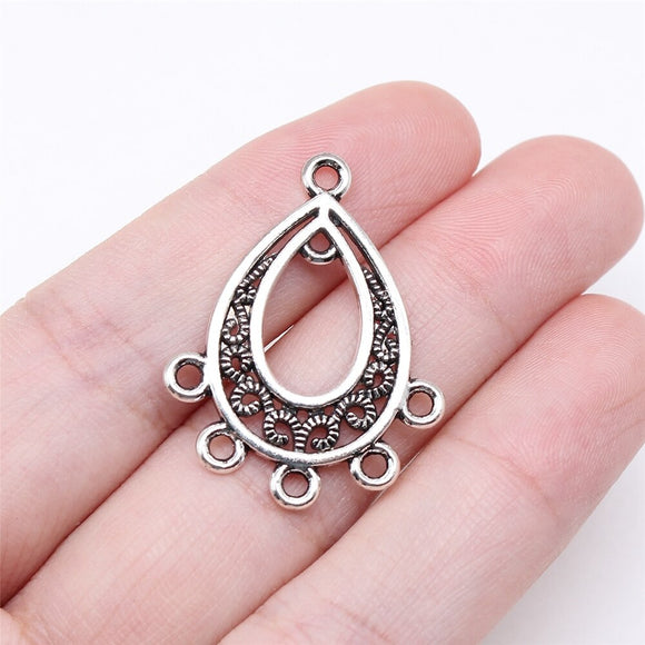 WYSIWYG 10pcs 30x24mm Antique Silver Color Water Drop Earring Connector For Jewelry Making