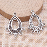 WYSIWYG 10pcs 30x24mm Antique Silver Color Water Drop Earring Connector For Jewelry Making