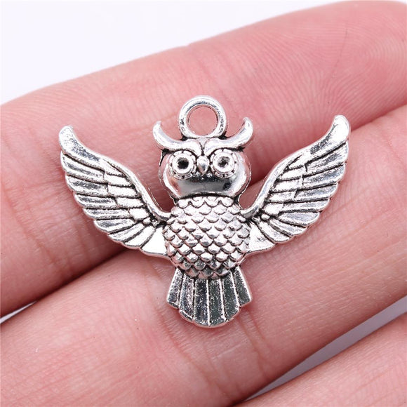 WYSIWYG 10pcs 30x24mm Owl Charms For Jewelry Making Antique Silver Plated Antique Bronze Color Jewelry Findings
