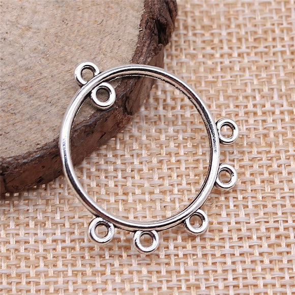 WYSIWYG 10pcs 30x28mm Round Earrings Connector For Earring Making Antique Silver Color Round Earrings Connector Charm Finding