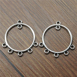 WYSIWYG 10pcs 30x28mm Round Earrings Connector For Earring Making Antique Silver Color Round Earrings Connector Charm Finding