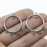 WYSIWYG 10pcs 30x28mm Round Earrings Connector For Earring Making Antique Silver Color Round Earrings Connector Charm Finding