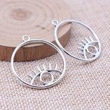 WYSIWYG 10pcs 30x33mm Antique Silver Color Openwork Eye Charms Pendant For DIY Jewelry Making Handmade Jewelry Craft Findings