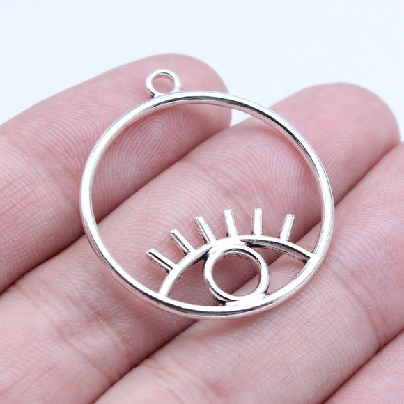 WYSIWYG 10pcs 30x33mm Antique Silver Color Openwork Eye Charms Pendant For DIY Jewelry Making Handmade Jewelry Craft Findings