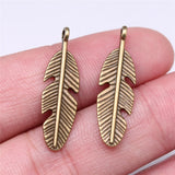 WYSIWYG 10pcs 30x9mm Antique Silver Color Feather Charm Pendant DIY Jewelry Making Accessories