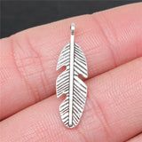 WYSIWYG 10pcs 30x9mm Antique Silver Color Feather Charm Pendant DIY Jewelry Making Accessories