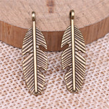 WYSIWYG 10pcs 30x9mm Antique Silver Color Feather Charm Pendant DIY Jewelry Making Accessories