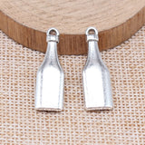 WYSIWYG 10pcs 30x9mm Antique Silver Color Wine Bottle Charms For Jewelry Making
